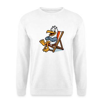 Lounge-Seemöwe am Strand - Unisex Pullover - Weiß - Vorne