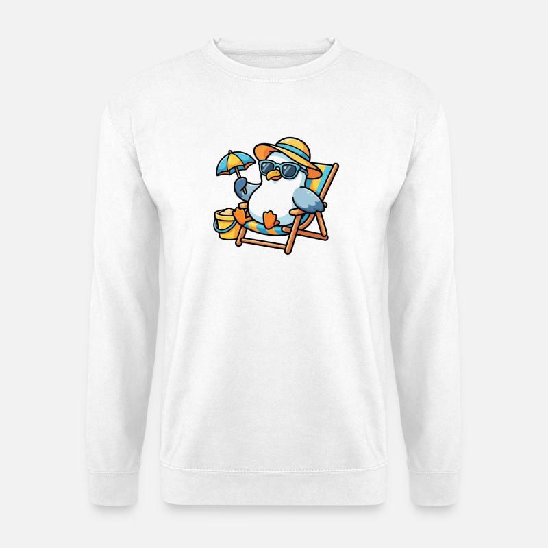Strandpinguin im Sonnenstil - Unisex Pullover - Weiß