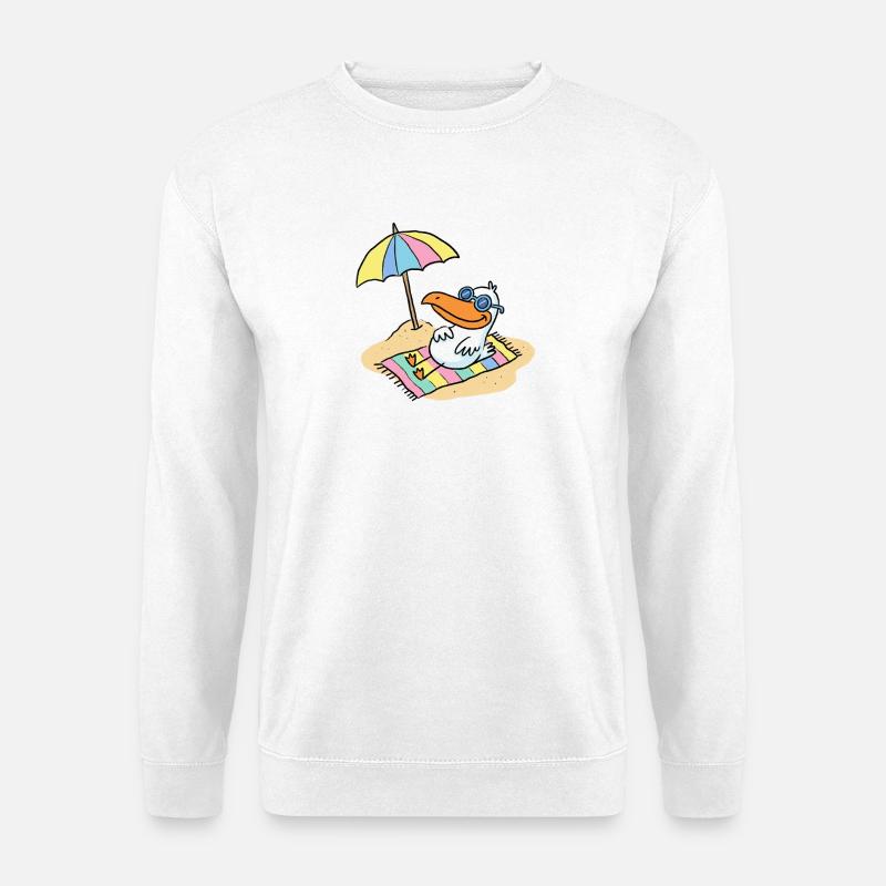 Sonnenvogel am Strand mit Schirm - Unisex Pullover - Weiß