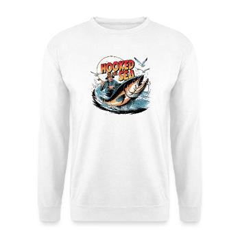 Hooked By The Sea Vintage-Angeln - Unisex Pullover - Weiß - Vorne