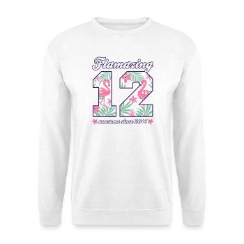 Idée cadeau pour la fille des Flamants Flamants pour le 12e anniversaire 2026 - Sweat-shirt Unisexe - blanc - Devant