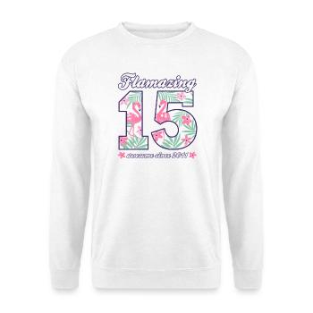 15. Geburtstag 2026 Flamingos Mädchen Geschenkidee - Unisex Pullover - Weiß - Vorne