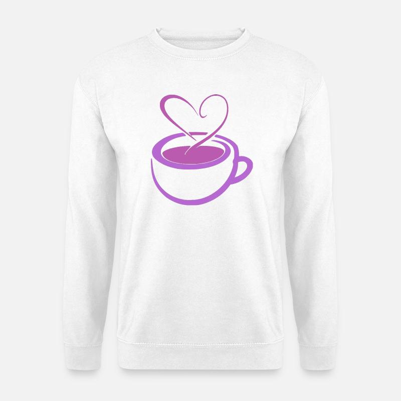 Lila Herzkaffee Tasse - Unisex Pullover - Weiß