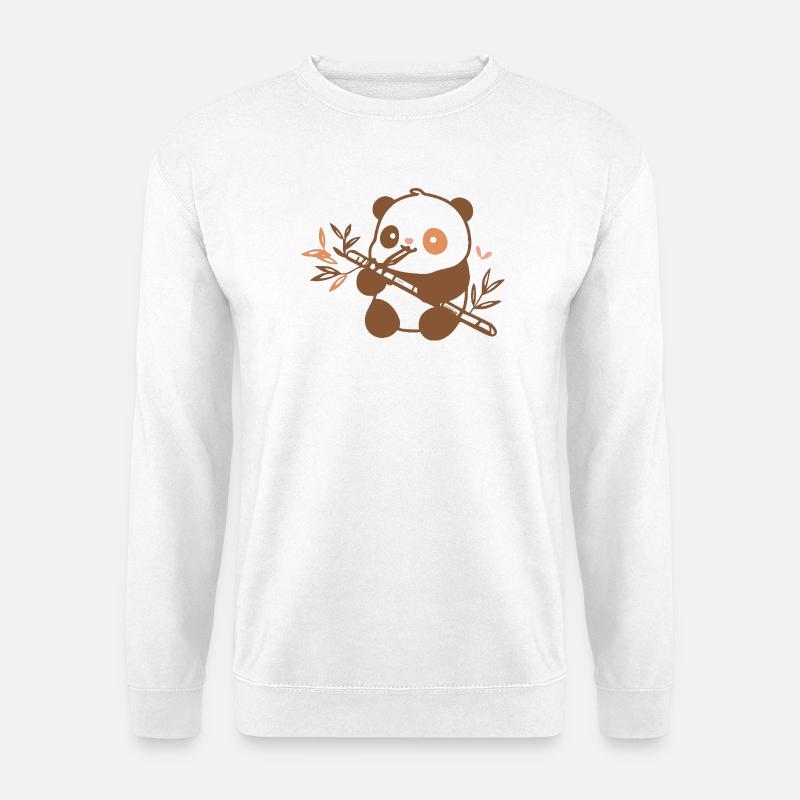 Cuddly Panda with Bamboo - Unisex Sweatshirt - white
