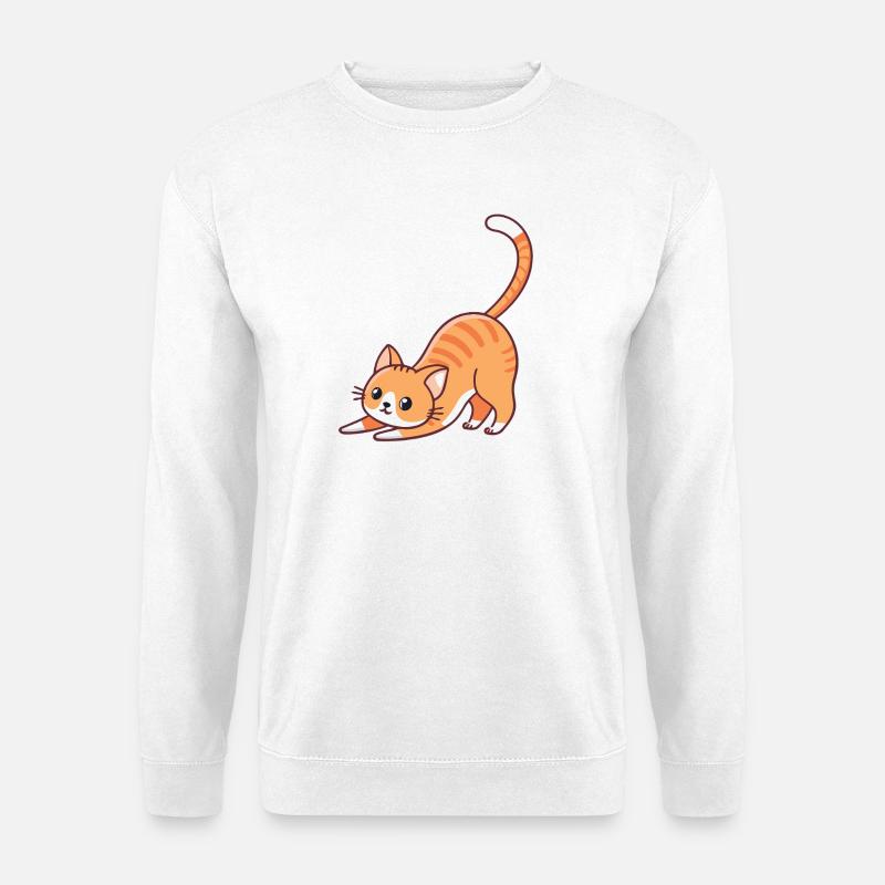 Orange kitten stretching - Unisex Sweatshirt - white