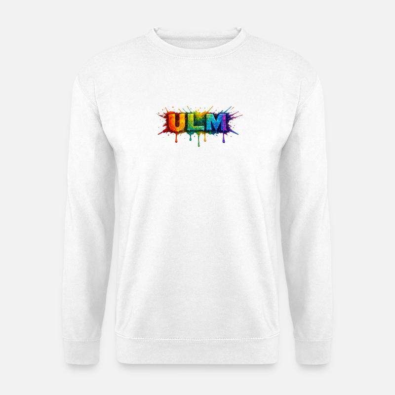 Regenbogenfarben ULM Schriftzug - Unisex Pullover - Weiß