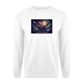Space Grump Weltraum-Kater Neon - Unisex Pullover - Weiß - Vorne