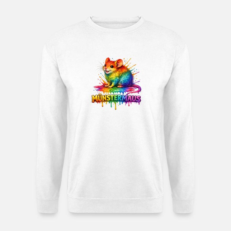 Münstermaus Regenbogen - Unisex Pullover - Weiß