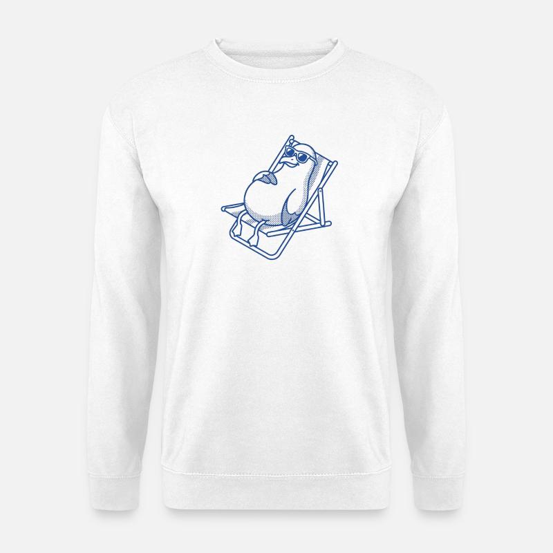 Pinguin chillt auf Liegebank - Unisex Pullover - Weiß