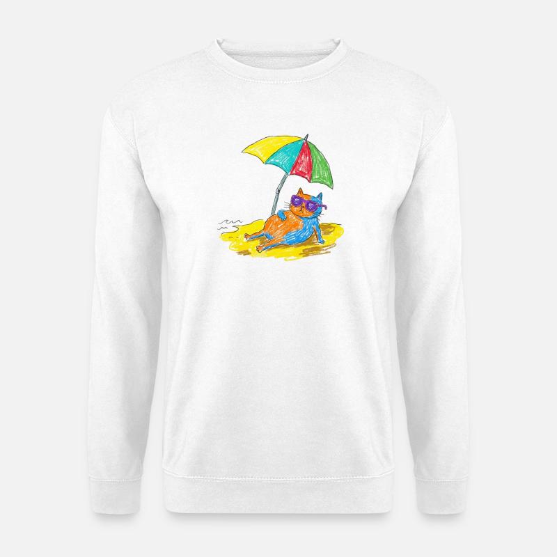 Katzen am Strand  - Unisex Pullover - Weiß