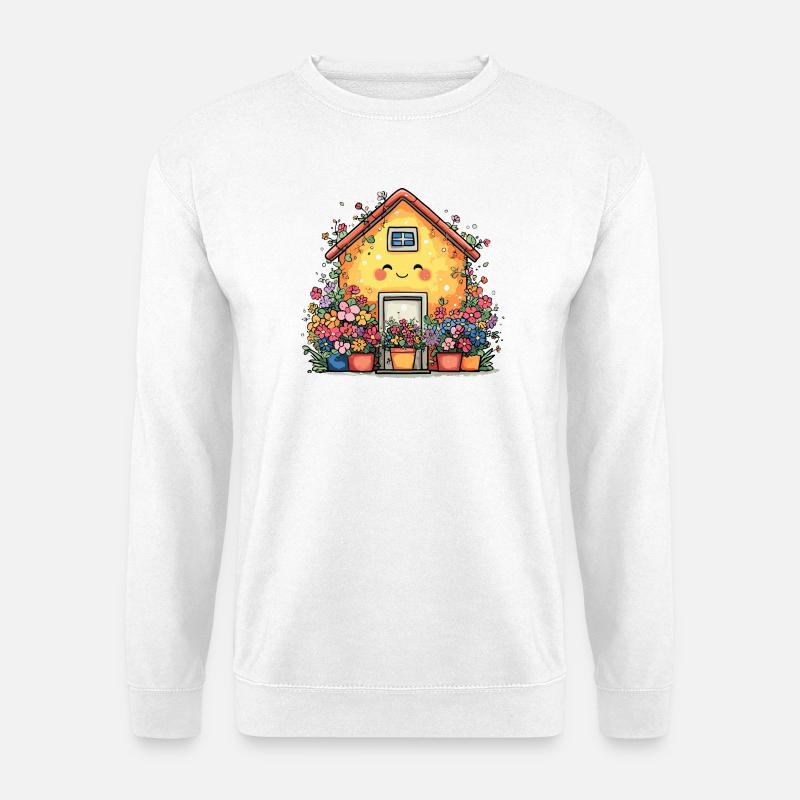 Kuscheliges Blütenhaus - Unisex Pullover - Weiß