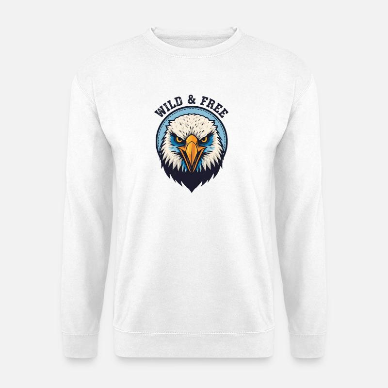 Wilder und Freier Adler - Unisex Pullover - Weiß