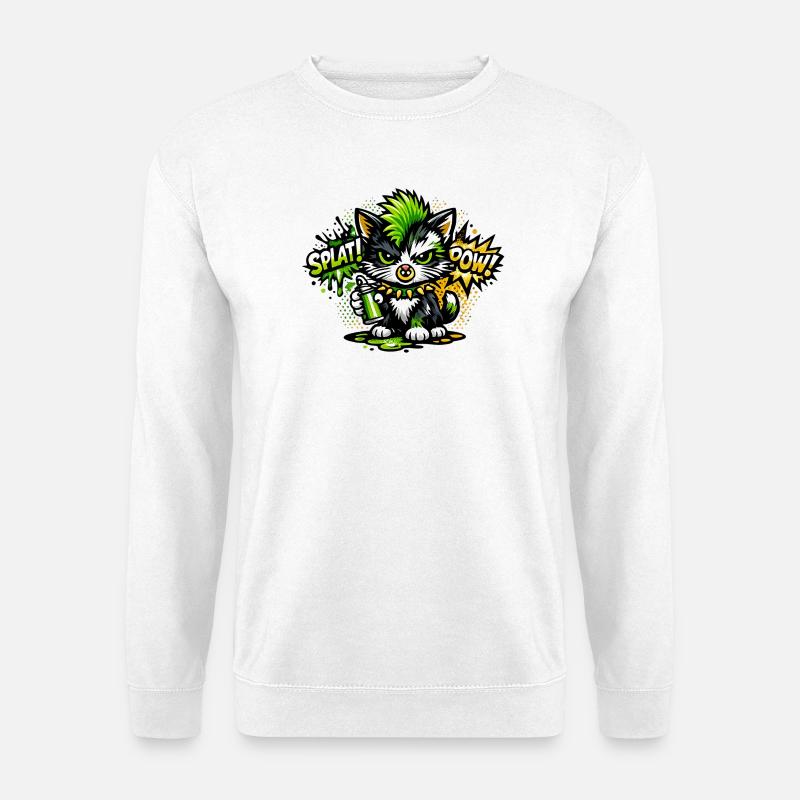 Neon Graffiti Kitten Sprayer - Unisex Sweatshirt - white