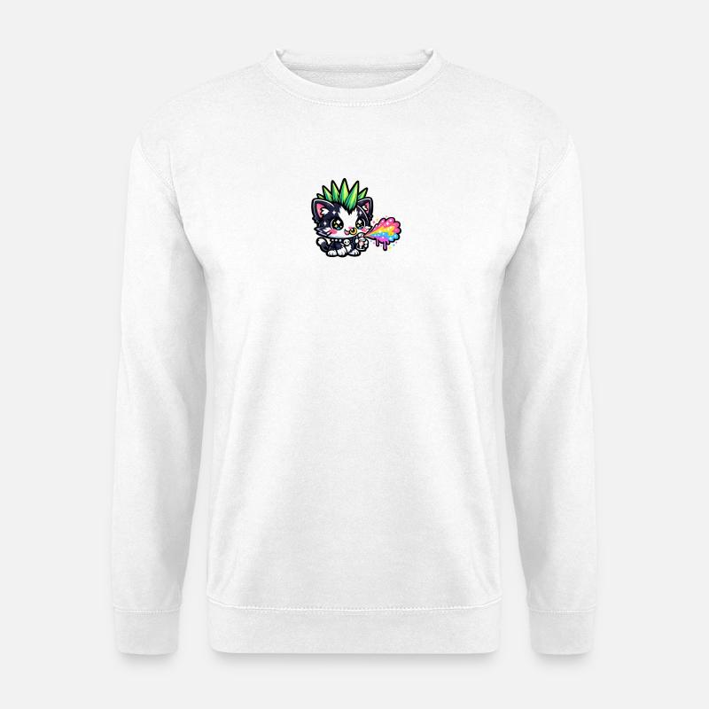Punkkätzchen Neon Sprühfarben - Unisex Pullover - Weiß