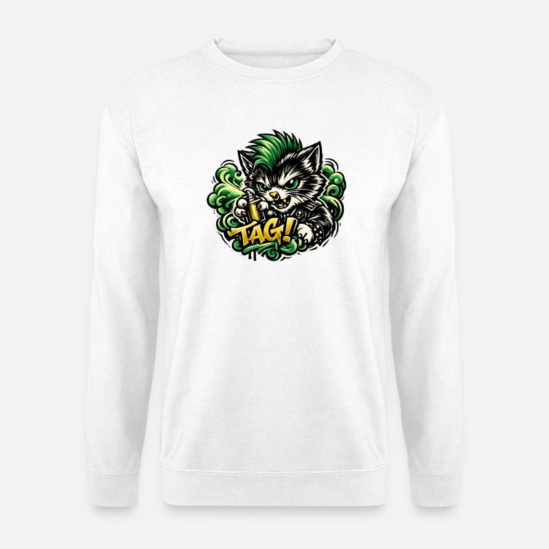 Aggressive Cat Graffiti - Unisex Sweatshirt - white