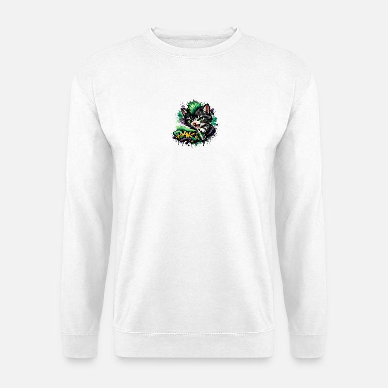 Graffiti-Katze Sprühkunst Neon - Unisex Pullover - Weiß