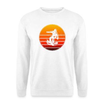 Klares Snowboard Motiv für jeden Tag - Unisex Pullover - Weiß - Vorne - Alina (178cm) & Michal (187cm)