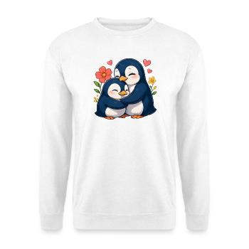 Kuschel-Pinguine im Blumenmeer - Unisex Pullover - Weiß - Vorne