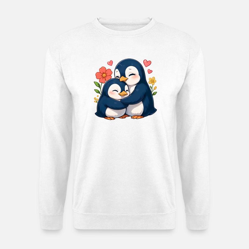 Kuschel-Pinguine im Blumenmeer - Unisex Pullover - Weiß