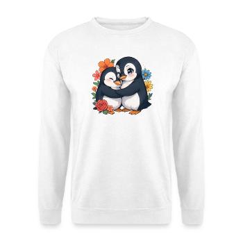 Kuschelpinguine im Blütenkreis - Unisex Pullover - Weiß - Vorne
