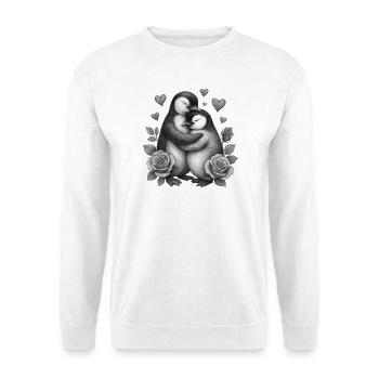 Umarmende Pinguine mit Rosen - Unisex Pullover - Weiß - Vorne