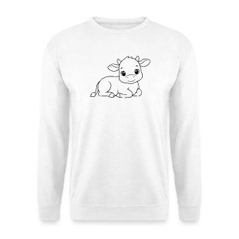 Silhouette du bébé vache veau allongée - Sweat-shirt Unisexe - blanc - Devant
