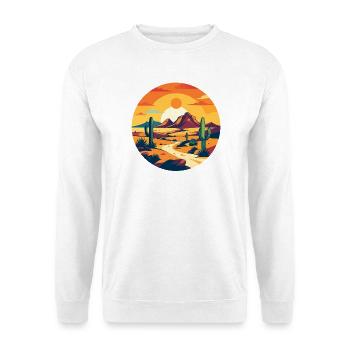 Wüstenpfad Sonnenuntergang Wüstenlandschaft Motiv - Unisex Pullover - Weiß - Vorne