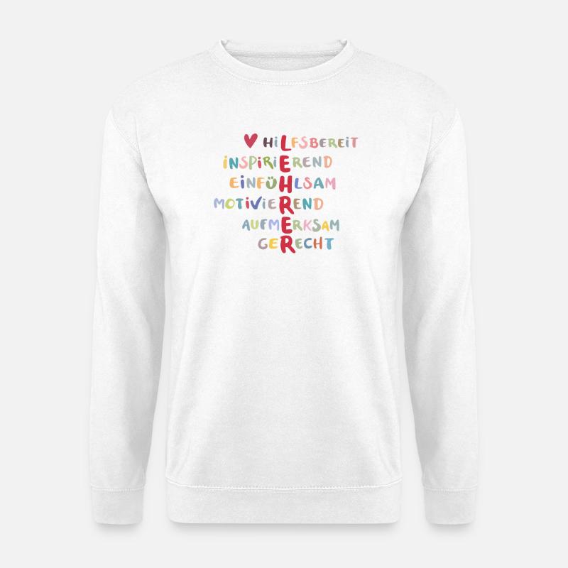Farbenfrohe Werte Collage – Hilfsbereit - Unisex Pullover - Weiß