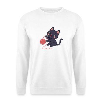 Black kitten and ball of wool - Unisex Sweatshirt - white - Front
