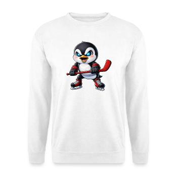 Süßer Pinguin Eishockeyspieler aggressiv Hockey Ca - Unisex Pullover - Weiß - Vorne
