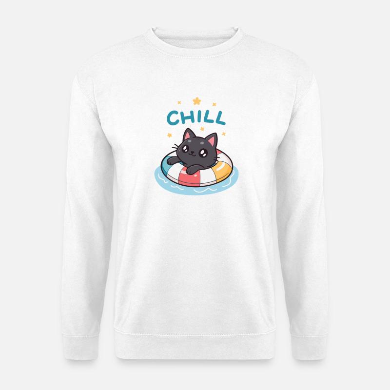 Katzenschwimmende Kühlboje - Unisex Pullover - Weiß