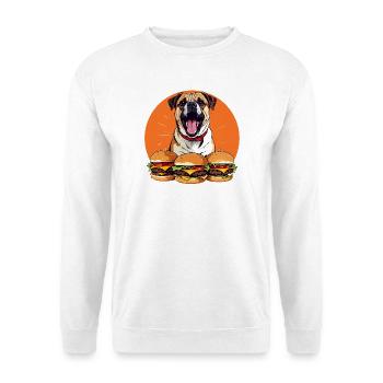 Fröhlicher Hund Burgerparade lustiges Hunde Motiv - Unisex Pullover - Weiß - Vorne