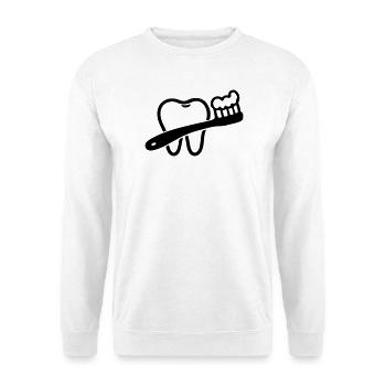 Zahn mit Zahnbürste Symbol Schwarz - Unisex Pullover - Weiß - Vorne - Alina (178cm) & Michal (187cm)