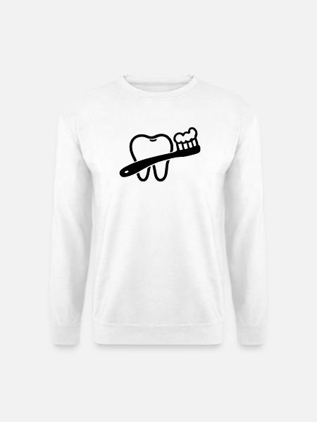 Zahn mit Zahnbürste Symbol Schwarz - Unisex Pullover - Weiß