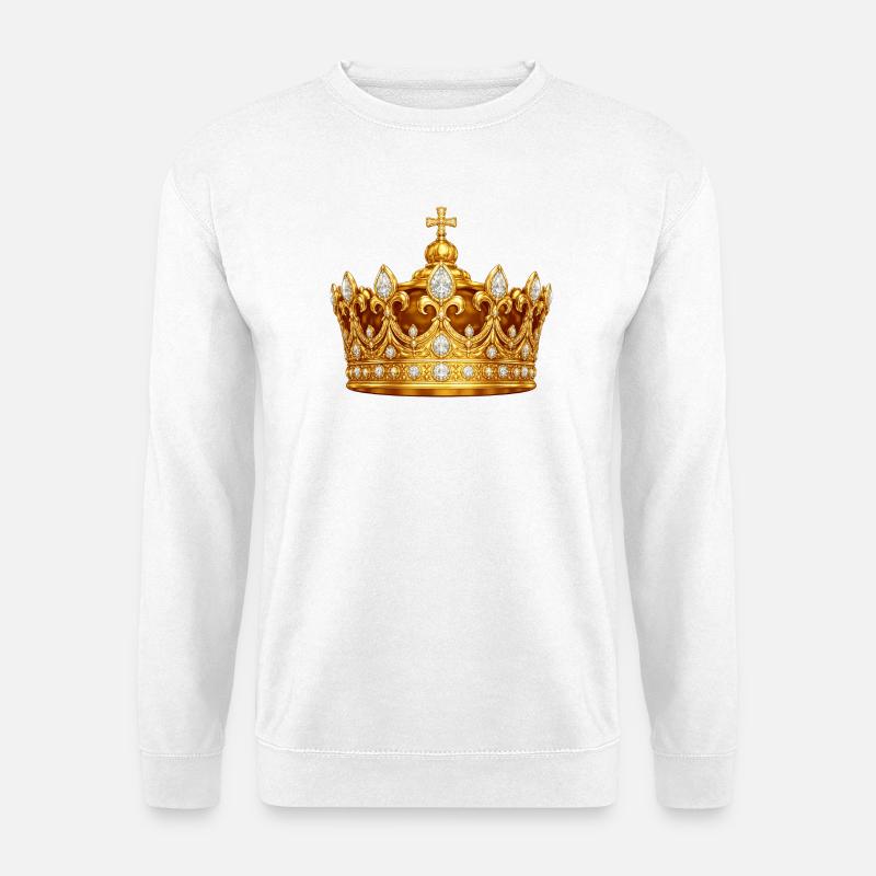 Goldene Krone mit Diamanten - Unisex Pullover - Weiß
