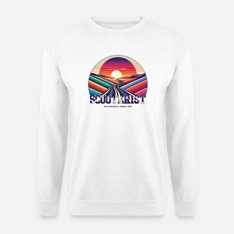 Rainbow Road Scooterist Sunset Scooter - Unisex Sweatshirt - white