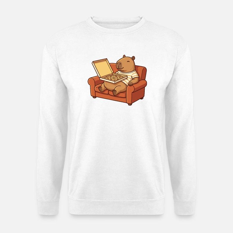 Capybara Sofa Pizza Cozy Animal Design - Unisex Sweatshirt - white