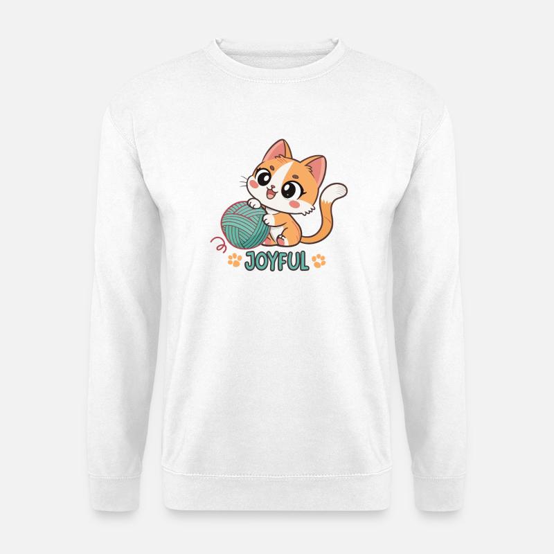 Happy Kitten und Turquoise Ball - Unisex Pullover - Weiß