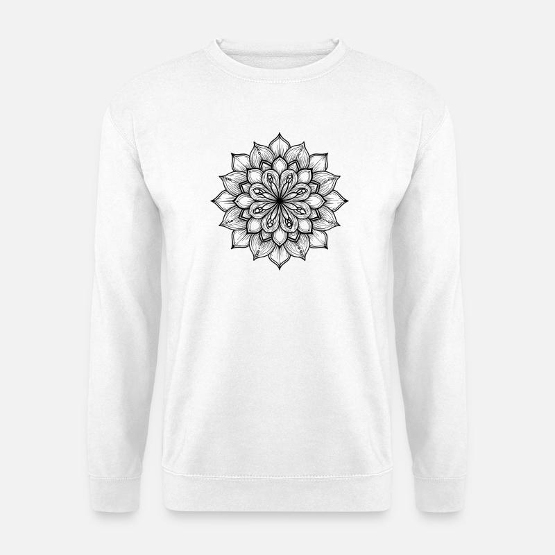 Blüten-Mandala, Symbol der Harmonie, Blumenlogo - Unisex Pullover - Weiß