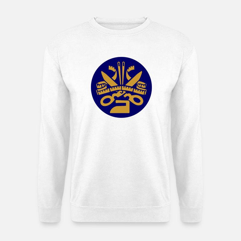 51173_Schneider Nähwerkzeuge Silhouette Blau - Unisex Pullover - Weiß