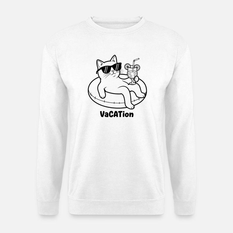 Katzenurlaub am Pool VaCATtion - Unisex Pullover - Weiß