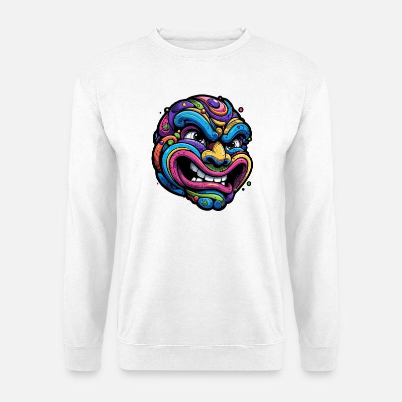 Bunte Gesichtsmasken-Kunst - Unisex Pullover - Weiß