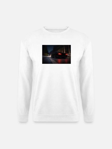 Nachtsportwagen auf der Straße - Unisex Pullover - Weiß