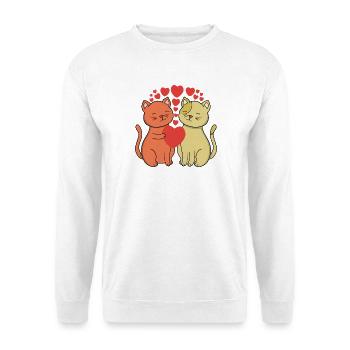Zwei herzliche Katzen umarmen sich - Unisex Pullover - Weiß - Vorne