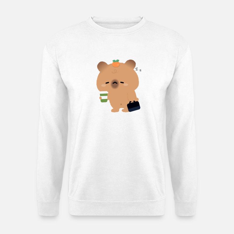 Tired Capybara with Coffee - Unisex Sweatshirt - white