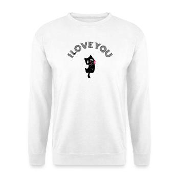 Adorable Chat Noir Rétracte Nœud Rose Rose Valentine - Sweat-shirt Unisexe - blanc - Devant