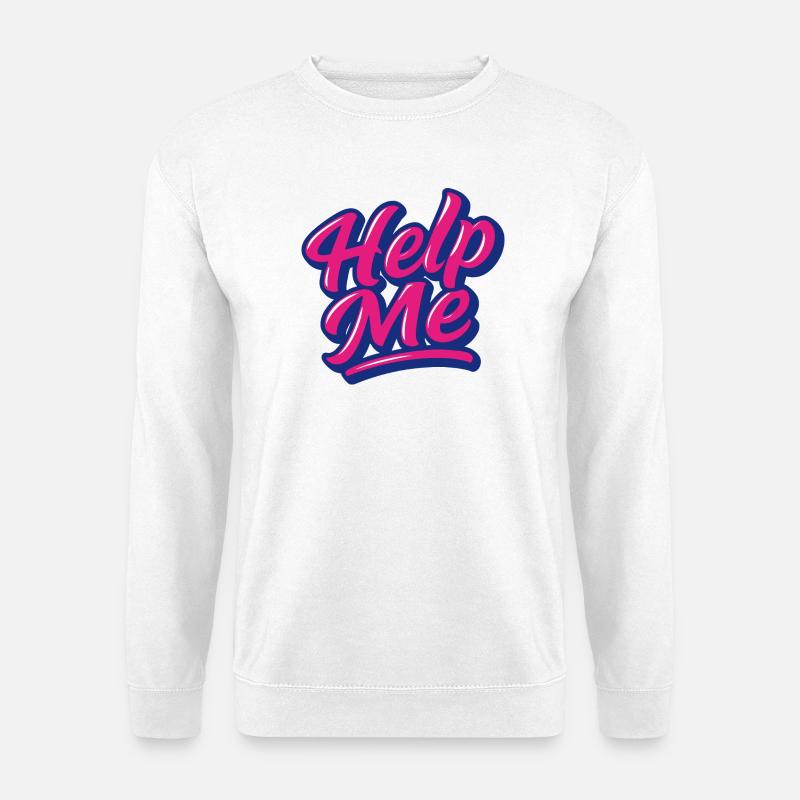 Help Me Neon Script - Unisex Pullover - Weiß