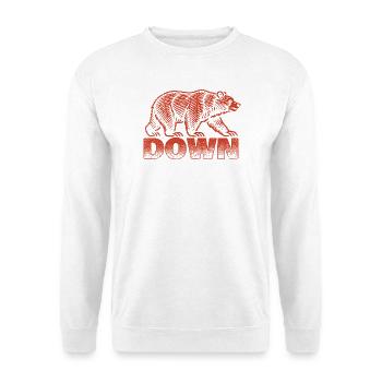 Down Bear Lover Niedliches, lustiges Tier-Statement - Unisex Pullover - Weiß - Vorne - Alina (178cm) & Michal (187cm)