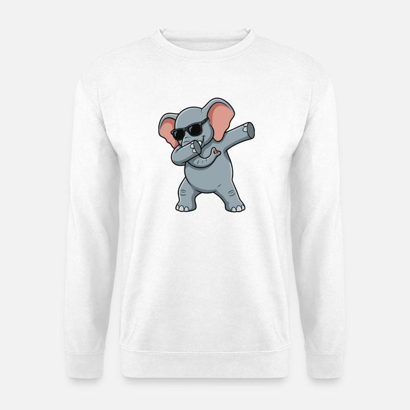 Funny elephant in dab style - Unisex Sweatshirt - white