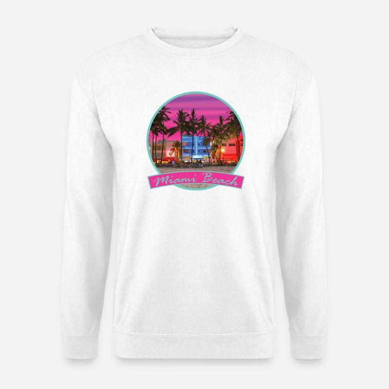 80er Retro Miami Beach Vaporwave - Unisex Pullover - Weiß